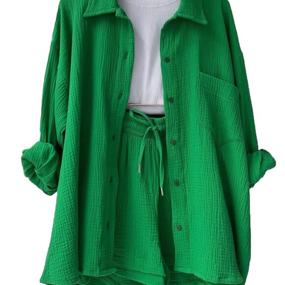 Cotton Gauze-like Button Down Set - Picture 2 of 2